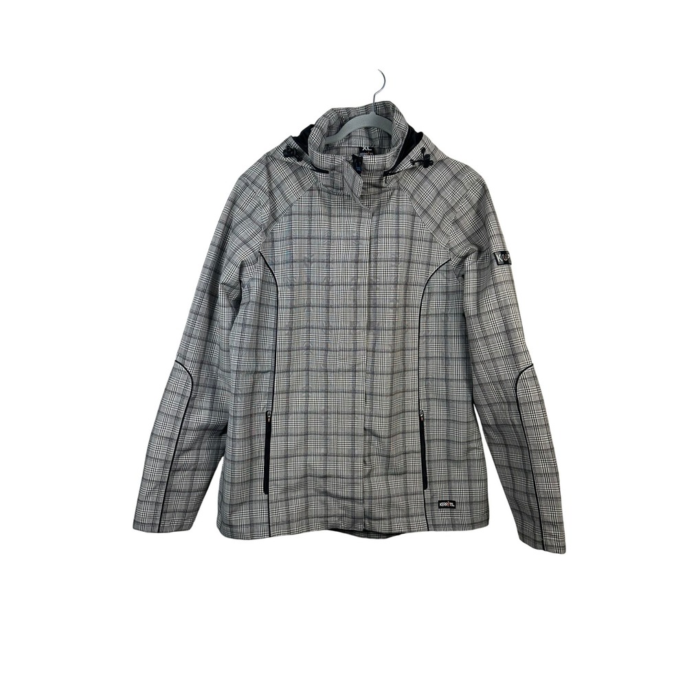 Kerrits Equestrian Jacket Women XL Grey Plaid Excellent Hooded Performance